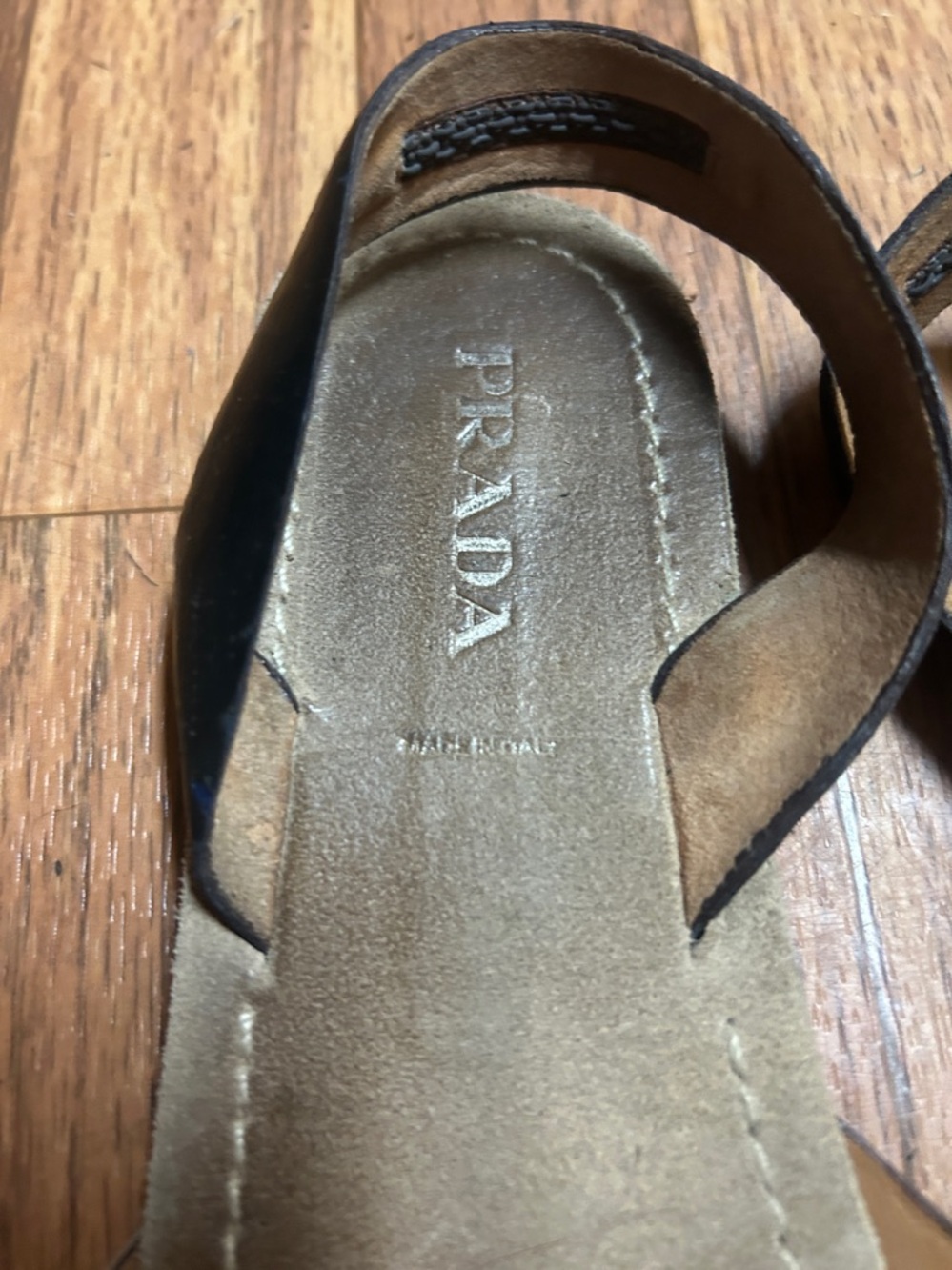 Prada Brown, Burgundy and Green Leather Woven Sandals - Picture 3 of 6